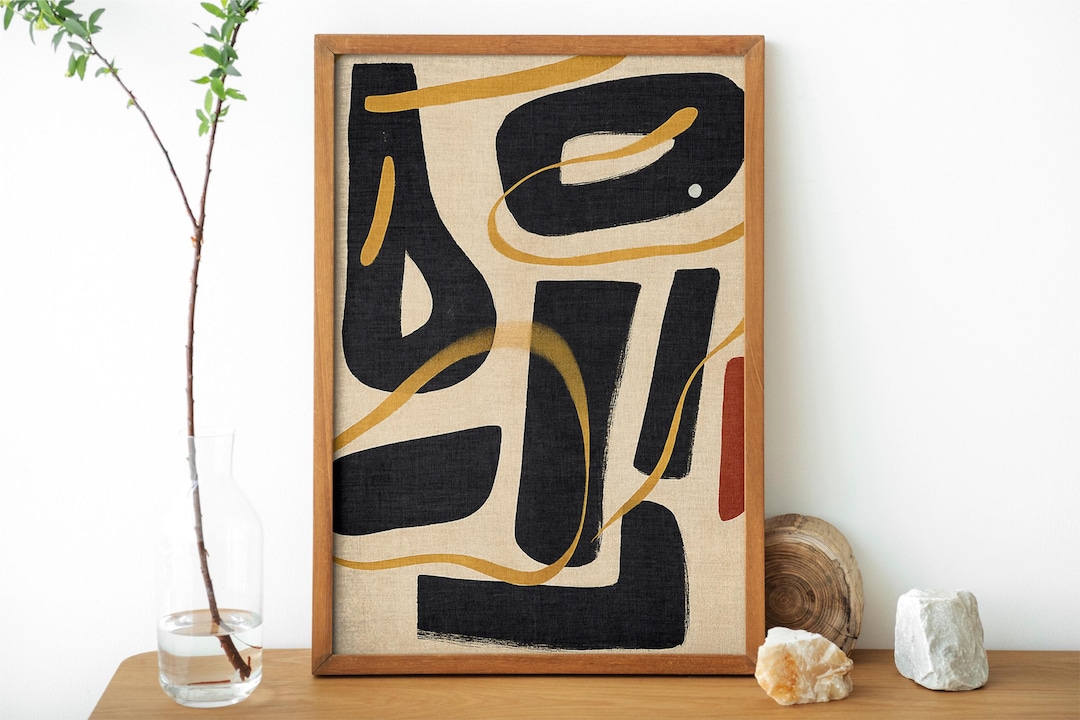Minimalist Black and Gold Geometric Print: Abstract Modern Wall Art ...