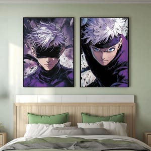 Anime Poster, 2 set of prints,  Gojo Satoru - Jujutsu Kaisen Wall Art - Anime-Inspired Digital Printable  Wall Art