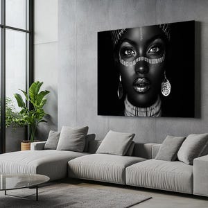 Black and White African Woman Art Print: Tribal Ethnic Wall Decor (Digital Download)