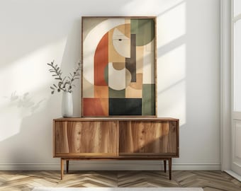 Abstract Geometric Wall Art: Earthy Tone Boho Decor (Digital Download)