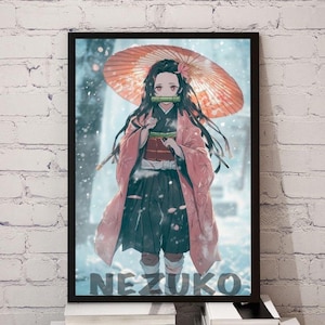 Demon Slayer Manga Poster - Nezuko Kamado - Nezuko Kamado: Winter Serenity - Digital Art Print