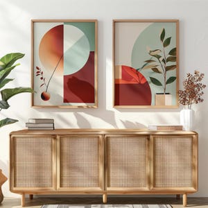 Boho Botanical Wall Art Set: Mid-Century Modern Prints (Digital Download)