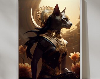 Mystical Bastet Feline Deity Art: Egyptian Mythology (Digital Download)