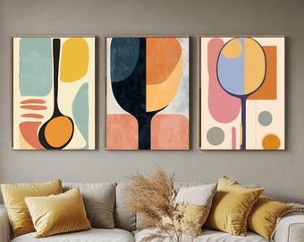 Abstraktes Mid Century Kunst Drucke Set | Boho Minimalist Wohnkultur (Digitaler Download) B05