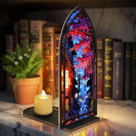 Japanese Street Book Nook | Neon Sakura, Cyberpunk Decor - Etsy