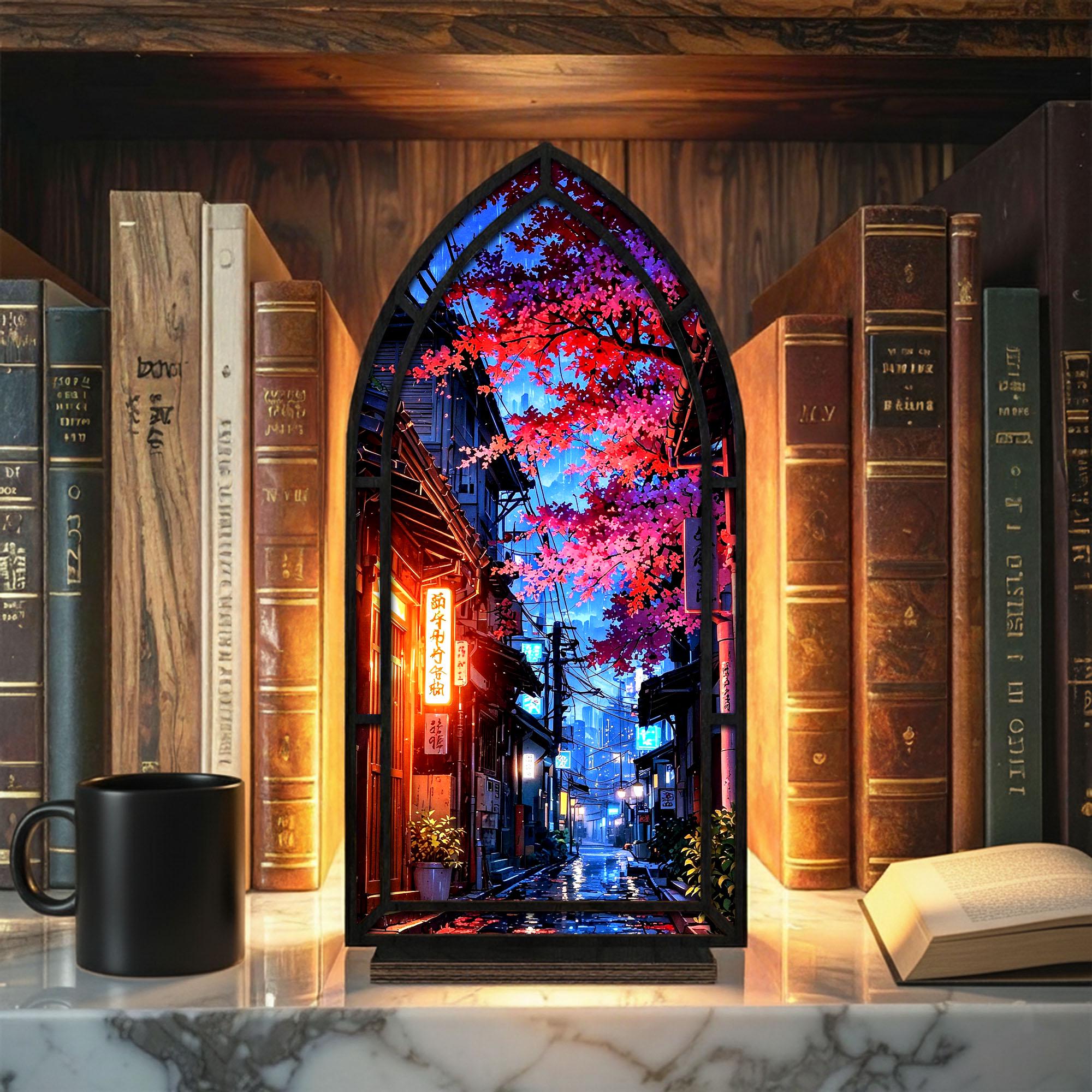 Japanese Street Book Nook | Neon Sakura, Cyberpunk Decor - Etsy