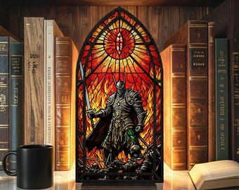 Dark Fantasy Evil Eye Faux Stained Glass Book Nook – Epic Bookshelf Decor