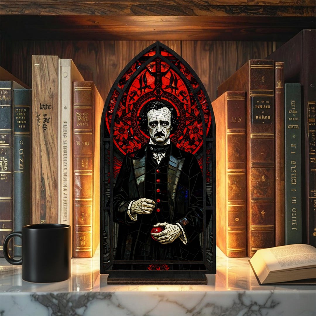 Edgar Allan Poe Book Nook - Dark Academia Library Gothic Decor - Etsy