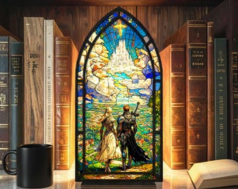 Stained Glass Fantasy Castle Book Nook, Bookshelf Insert