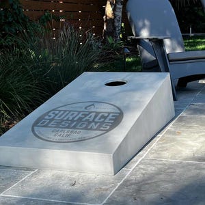 Modern Concrete Cornhole Board Set: Customizable, All-Weather, Durable GFRC (Two Boards) Custom Logo