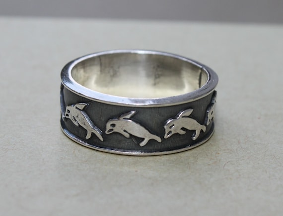 Dolphin Toe Ring Antiqued Oxidized Sterling Silver Dolphin Toe Ring Antiqued Oxidized Sterling Silver