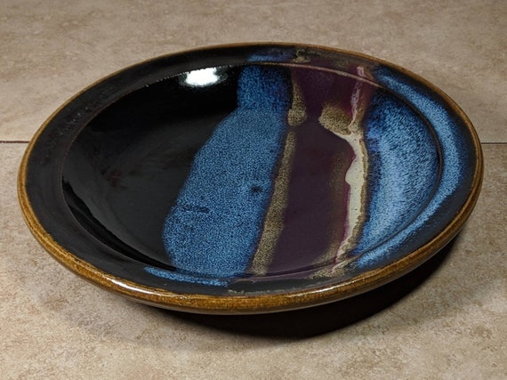Handmade Plate Northern Lights Series in Blue Black and Purple