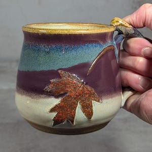 Maple Leaf Mug - Treehugger Series - Wheel-thrown Pottery 16 oz
