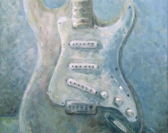 16x20 Original Painting Fender Guitar Art Framed by Rebecca Salcedo free US Shipping