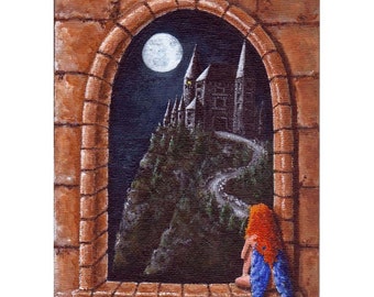 Giclee Print Castle and Fairy Fantasy Art by RSalcedo Smelly Rhino Studio Select-a-size