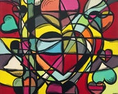 Tangled Love II Giclee Print Select-a-Size Hearts by Rebecca Salcedo Smelly Rhino Studio