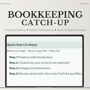 Easy Bookkeeping Catch-Up Template for Excel | Profit and Loss (P&L) | Small Business | Schedule C