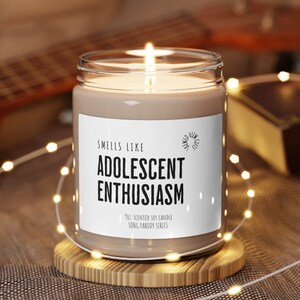 Smells Like Teen Spirit Song Parody Scented Soy Candle 9oz Gift for Friend Teenager Graduation Girlfriend Boyfriend Husband Wife
