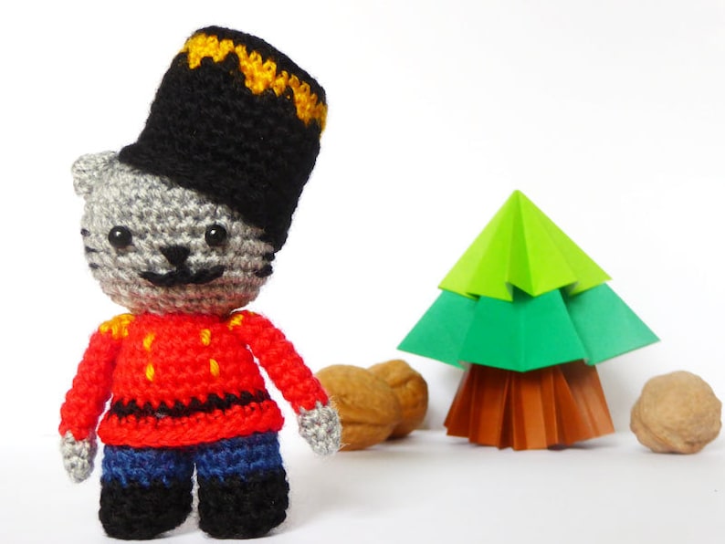 Nutcracker Cat Crochet Pattern Christmas Crochet Amigurumi Cat Pattern image 1