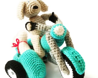 Crochet  Amigurumi Pattern Motorcycle & Dog - Motorbike - Bike