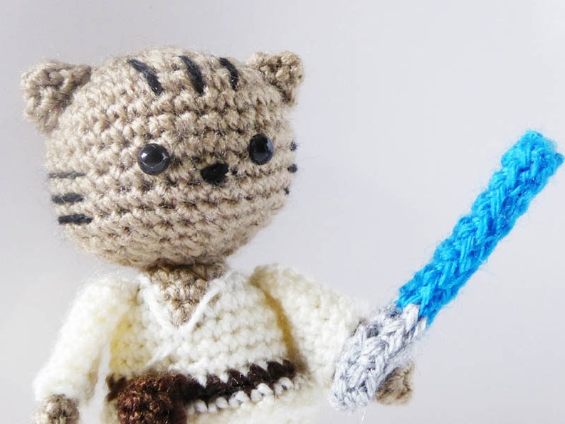 Jedi Cat Amigurumi Pattern Jedi Cat Crochet Doll Pattern image 1