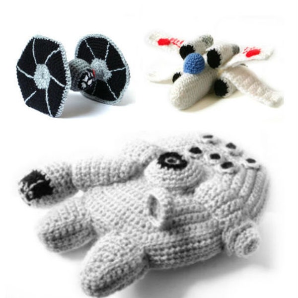 PDF of Star Wars Ships Amigurumi Crochet Patterns - Millennium Falcon - XWing - Tie Fighter