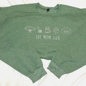 Cat Mom customized hand embroidered sweatshirt
