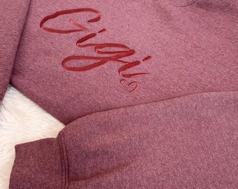 Custom Gigi Embroidered Sweatshirt | Script Font Gigi Crewneck | Personalized Grandma Gift