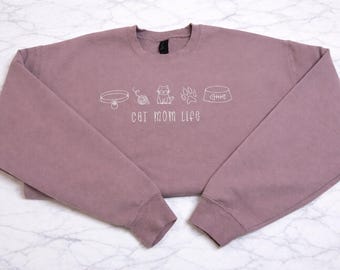 Cat Mom customized Embroidered sweatshirt
