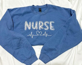 Healthcare customized hand embroidered crewneck sweatshirt and apparel