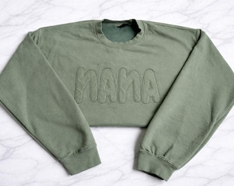Cozy Nana Crewneck Sweatshirt Custom Monotone Appliqué | Embroidered Grandma Shirt | Family Gift
