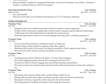 Easy to use Ai screening compatible CV/Resume Template