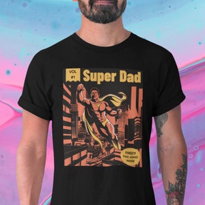 スーパーパパシャツ、クールなパパ、漫画パパシャツ、夫Tシャツ、パパジョークTシャツ、パパになる人、父の日の贈り物、父親への贈り物、彼への贈り物