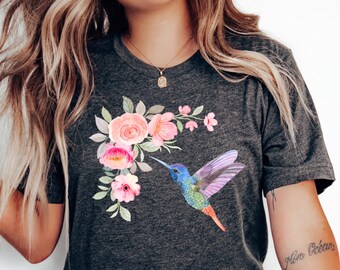 Kolibri Blumen T-Shirt: Naturliebhaber Grafik T-Shirt