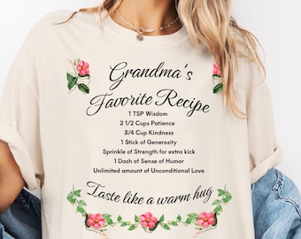Grandma's Recipe Comfort Colors T-Shirt: Floral Granny Tee