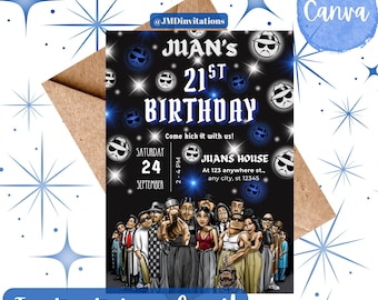 Invitación de cumpleaños estilo cholo Y2K: Tema de principios de los 2000 (Plantilla digital de Canva de 5x7 pulgadas para descarga)