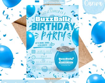 Invitación de cumpleaños número 21 Blue Buzzballz