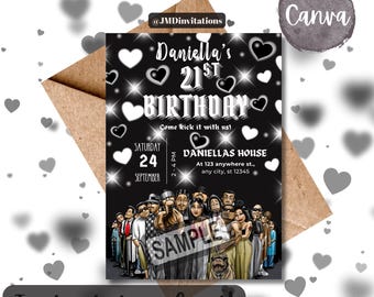 Invitación de cumpleaños estilo Chola Y2K: Tema de los años 2000 (Plantilla digital, 5x7 pulgadas)