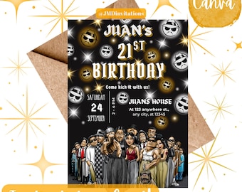 Invitación de cumpleaños estilo cholo Y2K: Tema de principios de los 2000 (Plantilla digital, 5x7 pulgadas)