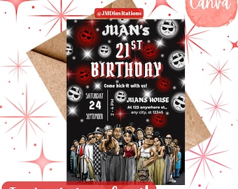 Invitación de cumpleaños estilo cholo Y2K: Tema de principios de los 2000 (Descarga digital, plantilla CANVA de 5x7 pulgadas)