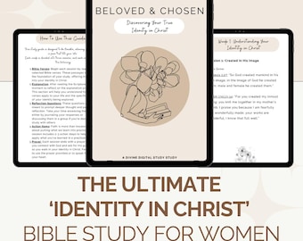 Christian Women’s Bible Study Workbook, 8 Week Devotional on Identity in Christ, Faith Based Journal, Scripture Study, Printable Devotional
