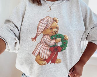 Vintage bear Christmas sweatshirt, retro Christmas sweatshirt, vintage Christmas sweater, teddy bear Christmas, vintage Christmas sweatshirt