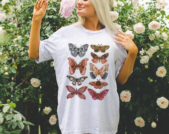 Vintage Butterfly And Moth T-Shirt, Nature Lovers Shirt, Butterfly Art T-Shirt, Cute Gift for Her, Cottagecore Aesthetic Graphic Tee