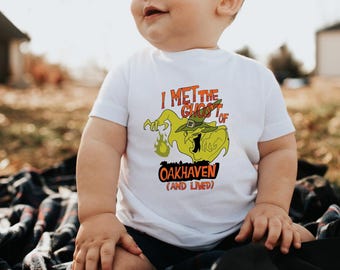 Infant I met the ghost of Oak Haven and lived shirt, Halloween shirt, Infant Halloween T-shirt, nostalgic cartoons, nostalgic Halloween