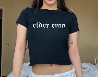 Elder Emo Baby Tee | Custom Crop Top | Graphic Top | Gift For Her | Y2K Tee | Gift For GF | Y2K crop top | 90's Y2K Crop