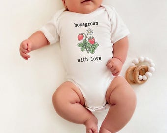 Homegrown with love onesie, baby onesie, crunch mom