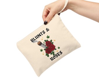 Blunts & Roses zipper accessory pouch, 420 gift, Stoner Girl Gift, Gift For Smoker, 420 accessories