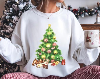 Vintage Christmas Tree Sweatshirt, Retro 1950's Christmas Sweater, Christmas Tree Shirt, Retro Christmas Shirt, Christmas Party