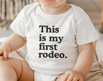 This Is My First Rodeo Baby Romper onesie, Rodeo Birthday Baby Romper, Cowboy Baby Bodysuit, Cute Baby Romper