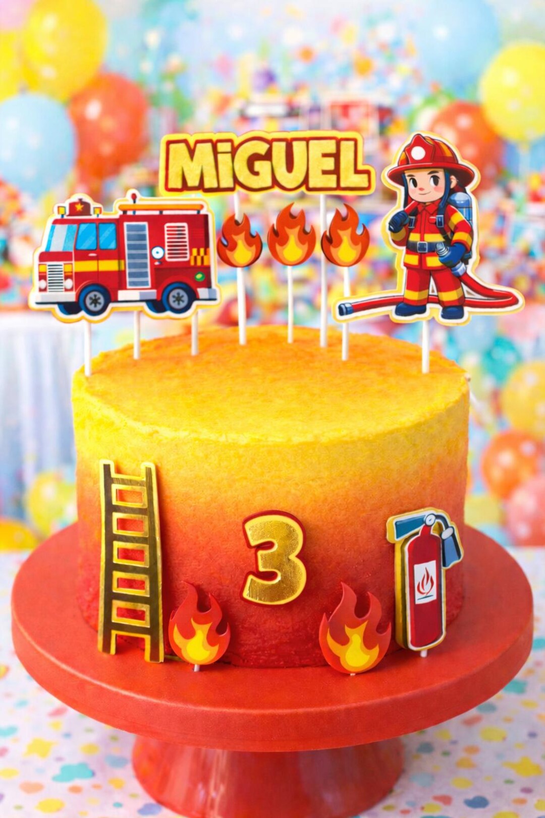Fire Fighter Topper Firefighter Cake Topper - Birthday Decor - Custom Cake Topper - Etsy